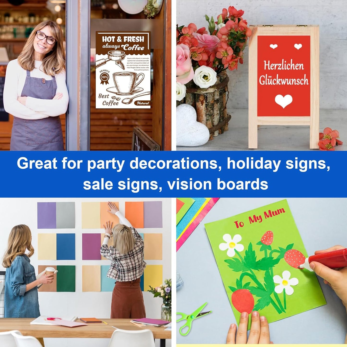 10 Pcs 11" x 14" Colored Poster Board Paper ROOKEA Colorful Poster Board Bulk 230 Gsm Thick Blank Smart Vision Boards for School Arts Craft Projects Drawing Scrapbooking Graphic