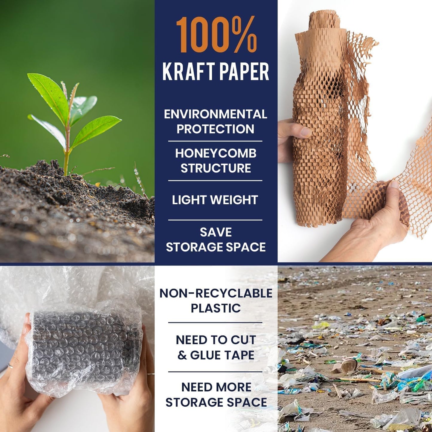 Honeycomb Packing Paper 15" x 400ft with Rope & 20 Fragile Stickers|Shipping & Moving Supplies|Small Business Packaging Supplies|Eco Friendly Bubble Wrap Packing Boxes for Moving Certified FSC C204227