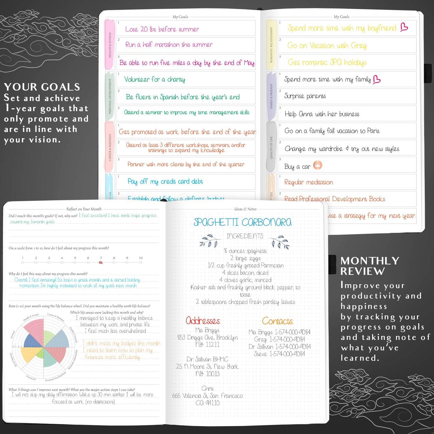 Legend Planner PRO Hourly Schedule - Weekly & Daily Organizer with Time Slots. Appointment Book Journal for Work & Personal, A4 (Black)