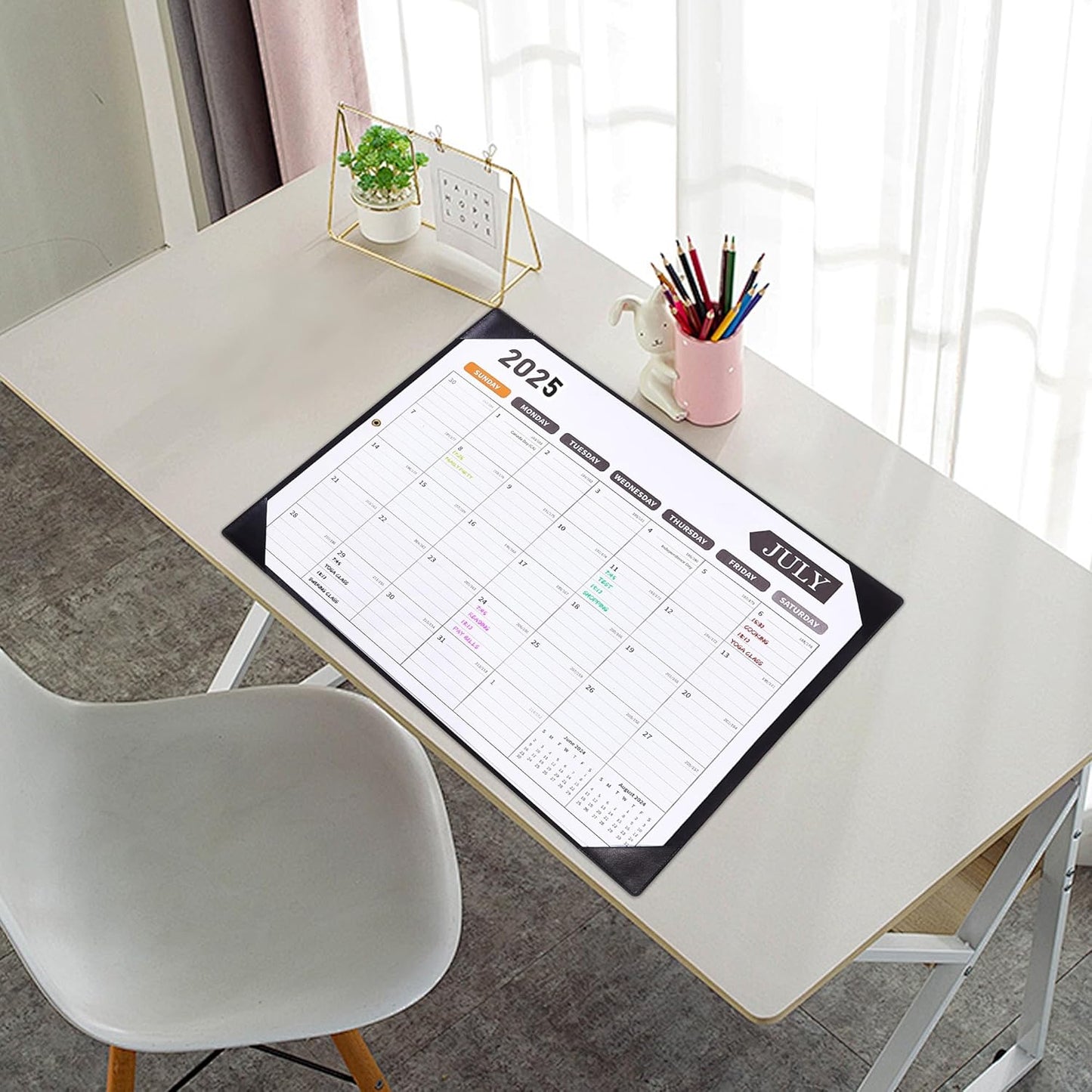 Large Desk Calendar 2025-2026, Calendar with Desk Protecting Pad, Desk Calendar Large 22x17, Runs From July 2025 to December 2026, 18 Months, Big Desktop Calendar for Family Classroom and Office (Black)