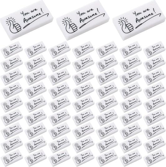 Fuutreo 200 Pcs Welcome Back to School Gifts for Students Inspirational Pencil Erasers Bulk You are Awesome White Cute Fun Erasers First Day of School Gifts Classroom Prizes from Teachers