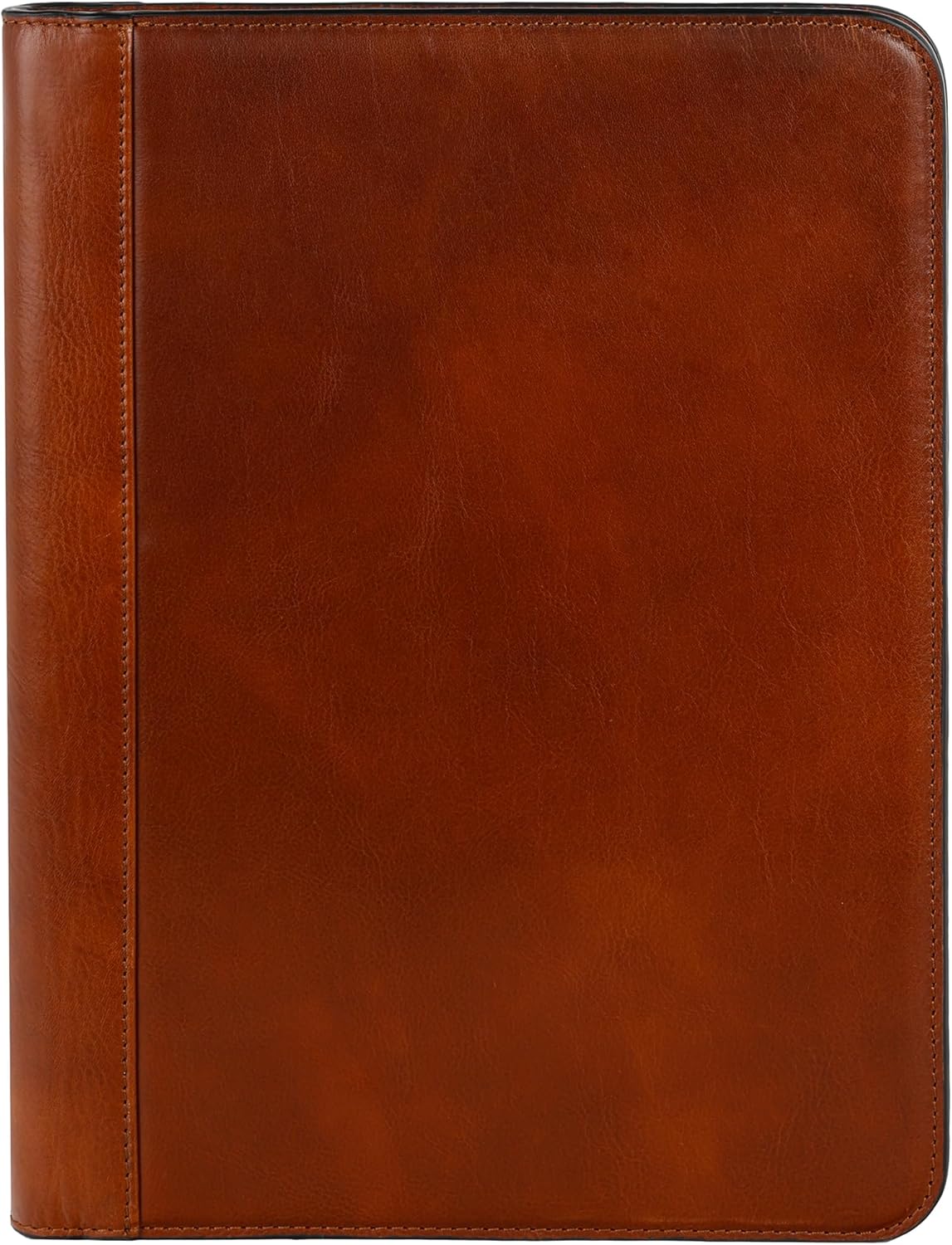 Time Resistance Leather Portfolio - A4 Document Folder - Italian Handcrafted Padfolio Organizer (Cognac Brown) - Gift Box Included