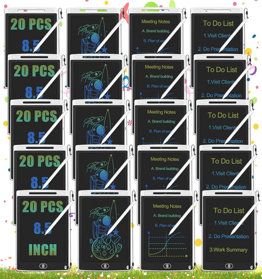 20 PCS LCD Writing Tablet for Kids White Doodle Boards 8.5" Reusable Writing Tablets Drawing Pads Kids LCD Drawing Tablet Bulk for Office Class Education Toys Gifts for Boys Girls 3-10