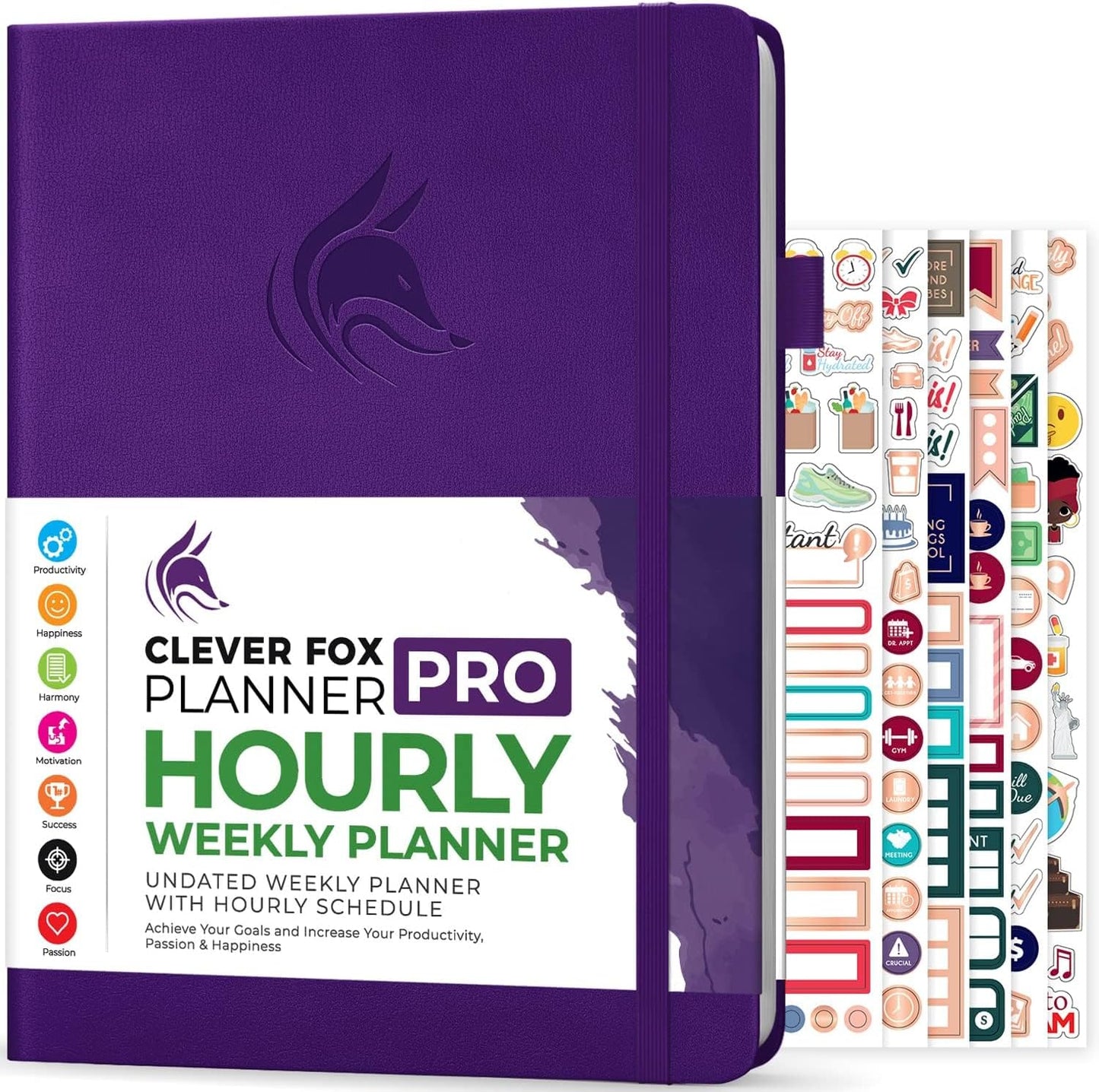 Clever Fox Planner PRO Schedule – Undated Weekly & Monthly Life Planner with Time Slots, Appointment Book & Daily Organizer, A4 (Purple)