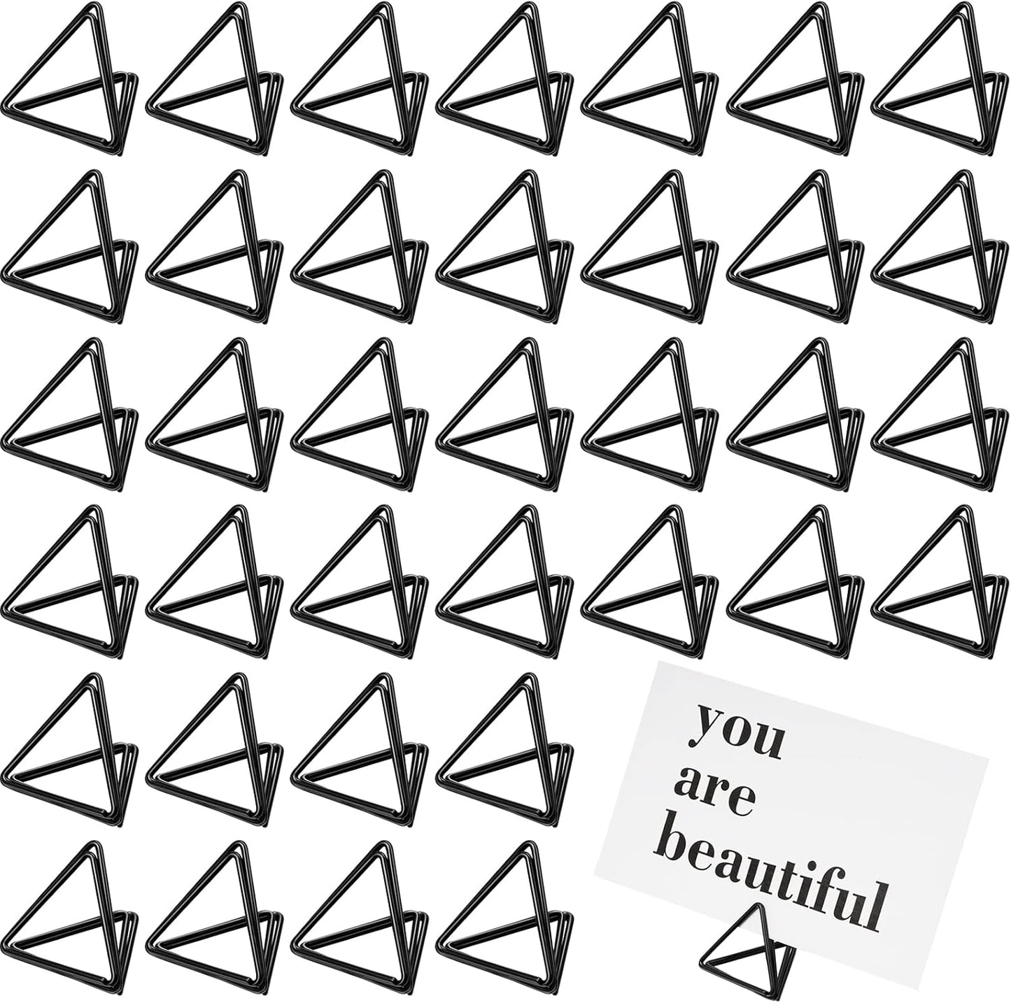 Epakh 100 Pcs Place Card Holder for Table Card Holders for Wedding Triangle Shape Table Number Picture Clips Stand for Centerpiece Anniversary Party(Black)