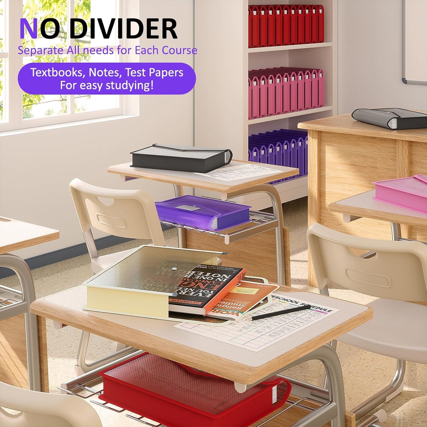 ThinkTex Plastic Expanding File Folder, Transparent Envelopes with Snap Closure,Suitable for Home, Office, School and Hospital, Large Capacity，No Dividers, 5 Colors, Fit Letter/A4 Size-10 Pcs