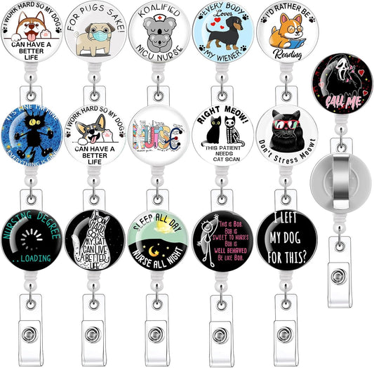 16pcs Badge Reels Retractable Badge Holders,Id Badge Holders Retractable with Clip,Cute Badge Reel for Men,Women,Girls 10