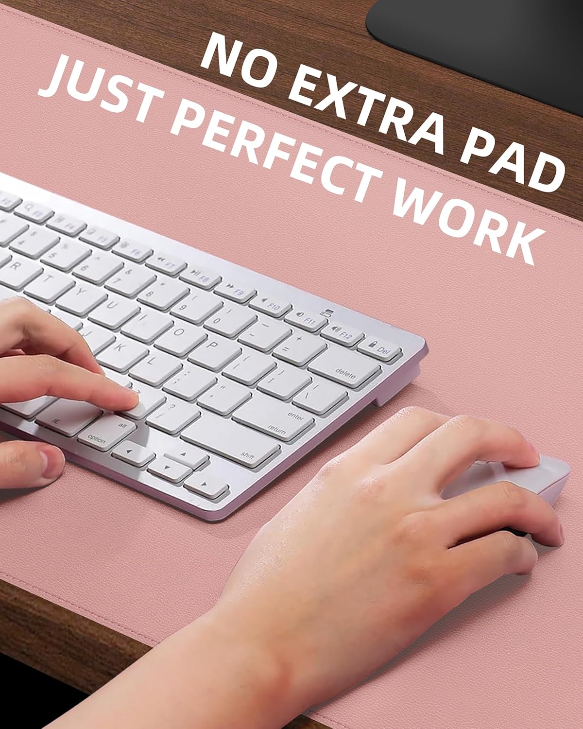 Desk Pad Mat 23.6"x13.7" - Waterproof Mouse Pad & Desk Protector, Non-Slip PU Leather for Gaming Keyboard/Mouse, Stitched Edge XL Office Desk Pad with Ergonomic Support(Pink)