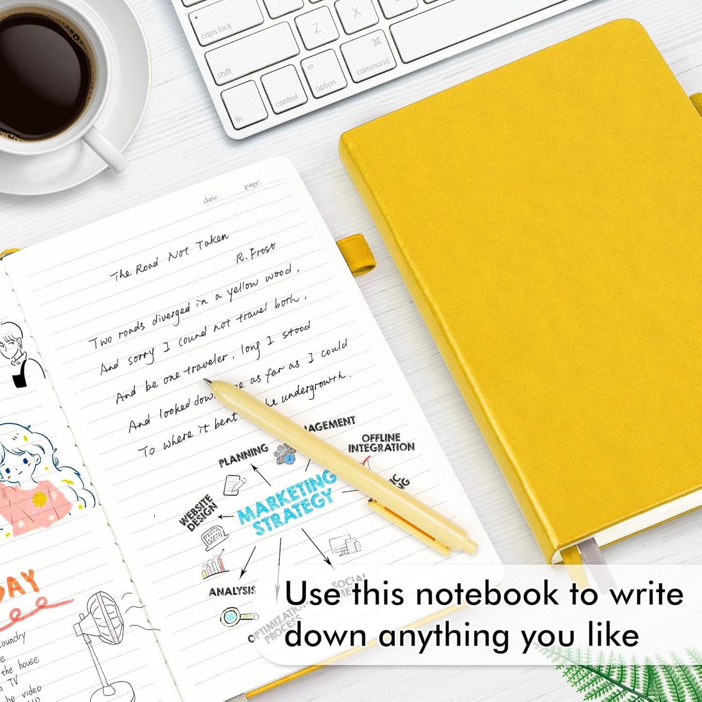 12 Pack Notebooks Journals Bulk with 12 Black Pens, Feela A5 Hardcover Notebook Classic Ruled Journal Set with Pen Holder for School Business Work Travel Writing, 120 GSM, 5.1”x8.3”, Yellow