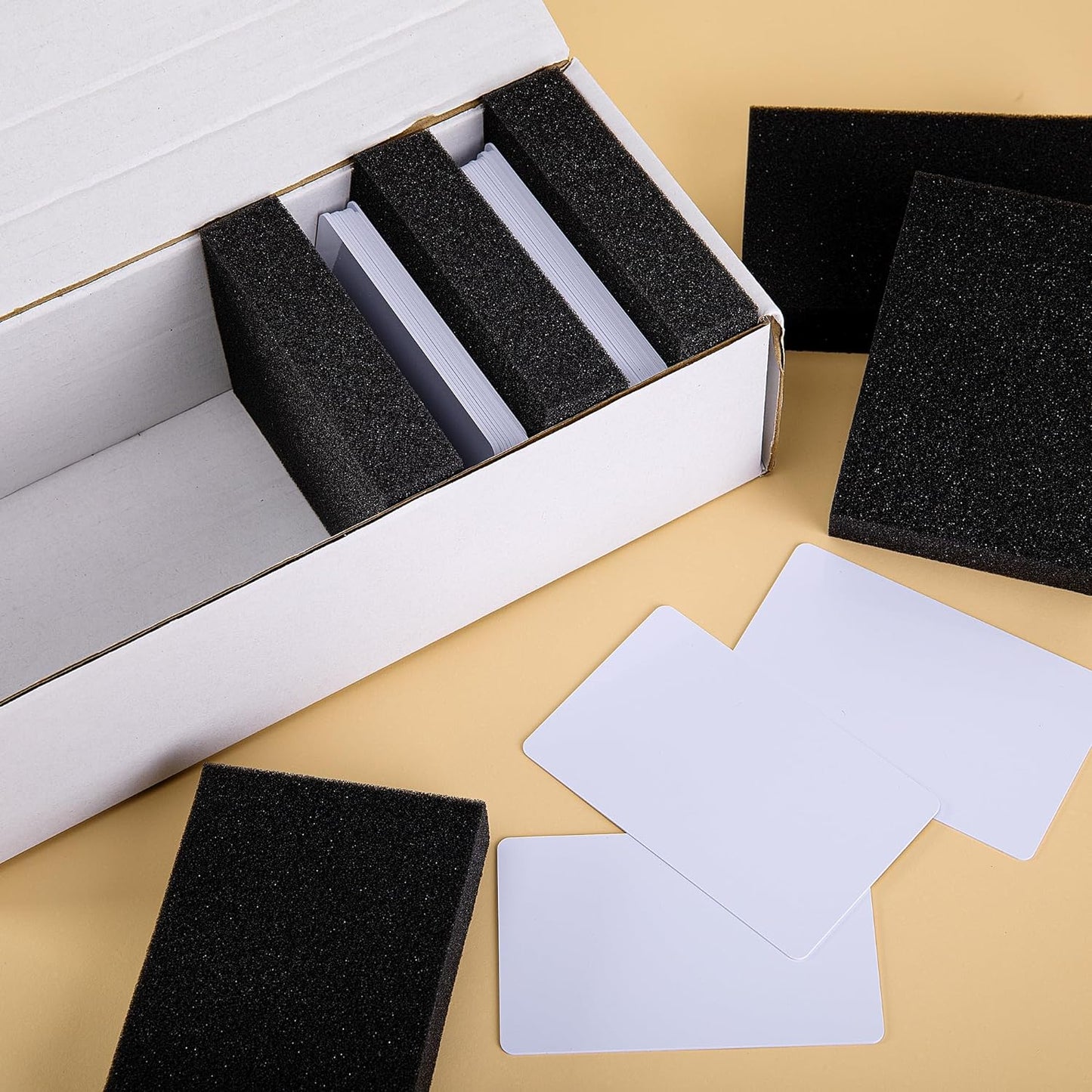 codree 50 Pcs Card Dividers Foam- 40D High Elasticity Sponge Trading Card Dividers- Shock Absorbing Cards Sponge Separators Inserts for Storage Boxes Games Sports Cards Protection