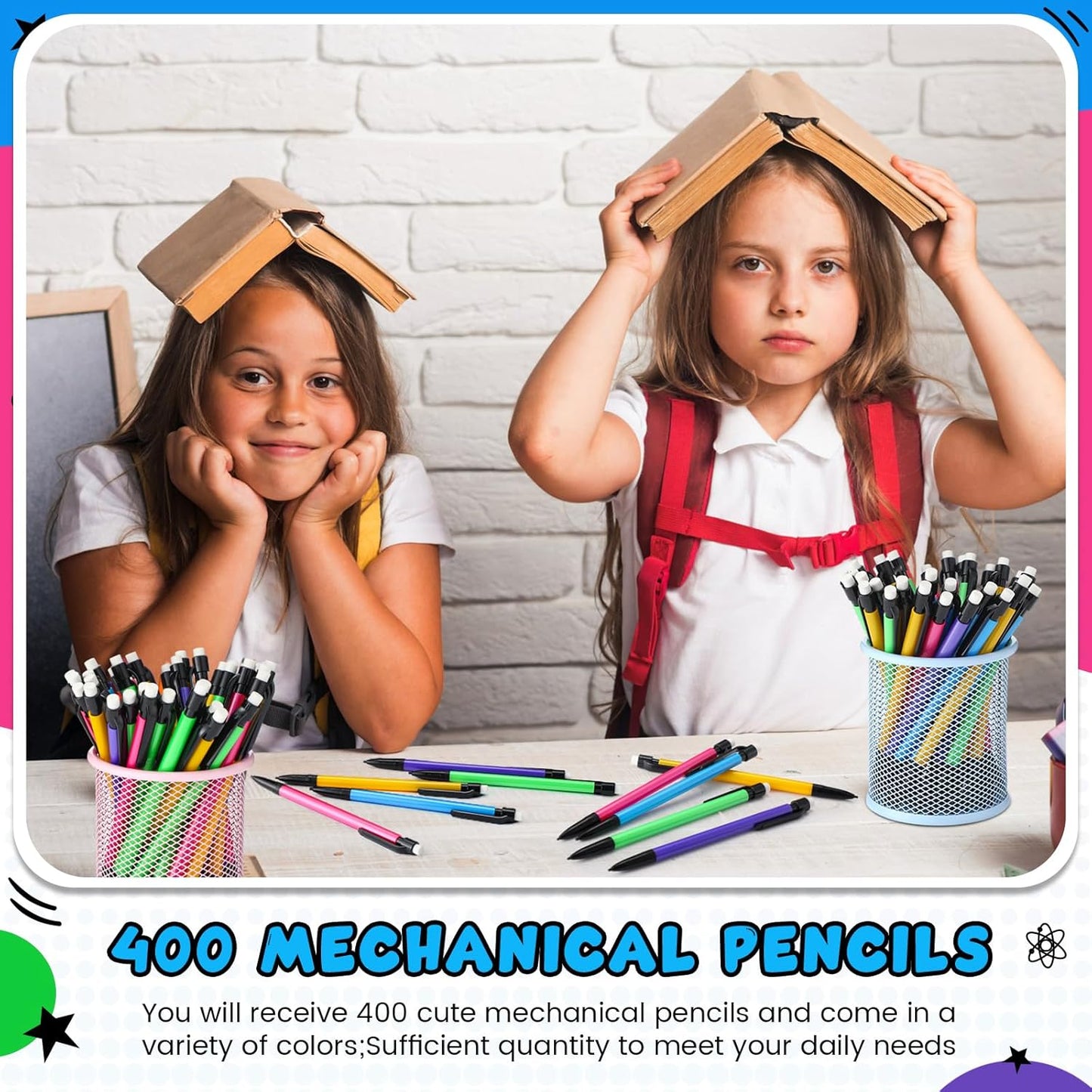 Colarr 400 Pieces Mechanical Pencils 0.7 mm with Eraser Pastel Art Pencils for Kid School Students Artist Writing Drawing Sketching