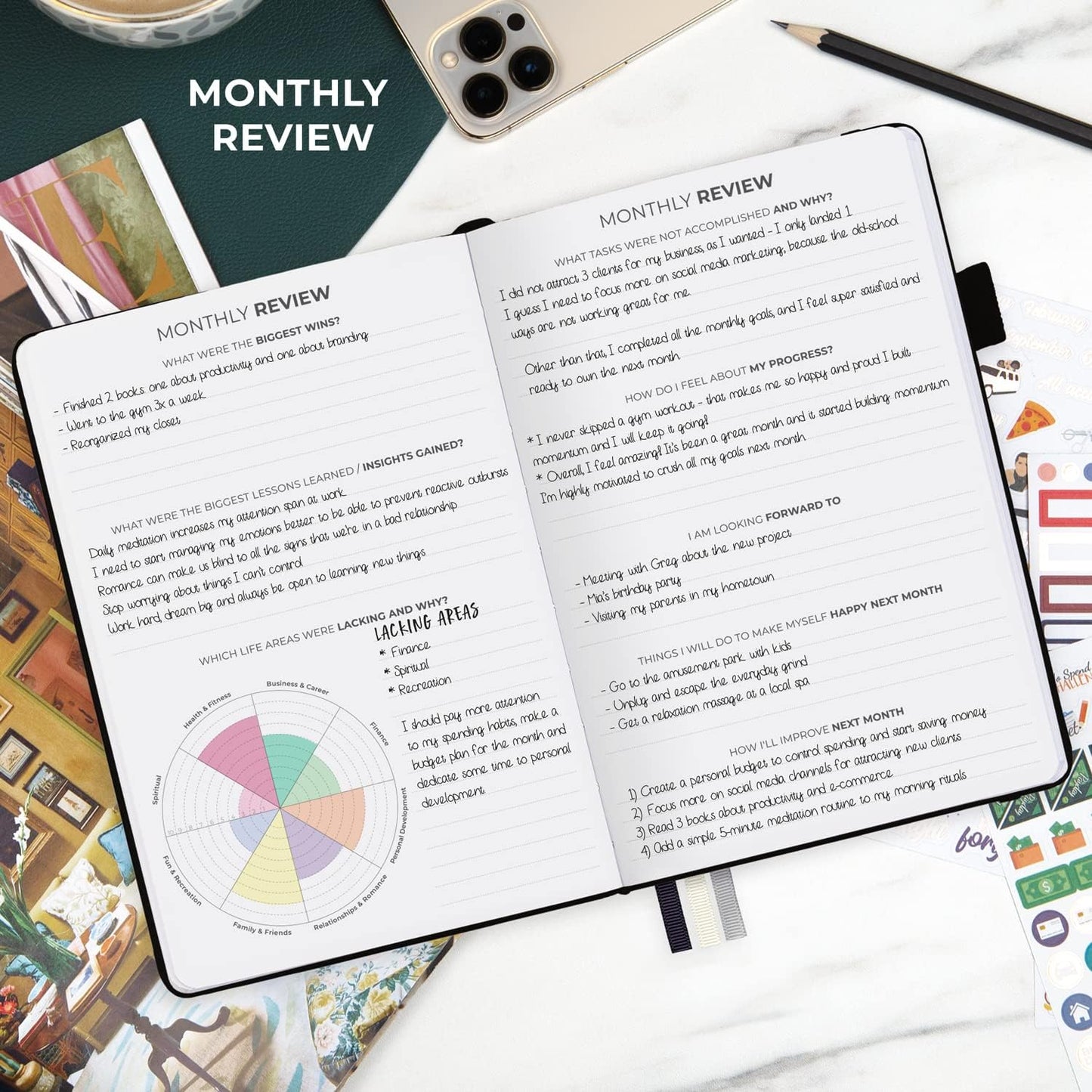 Clever Fox Dated Planner Premium 2025 – Weekly Agenda for Planning & Time Management –Notebook with Habit Tracker & To-do List (Black)