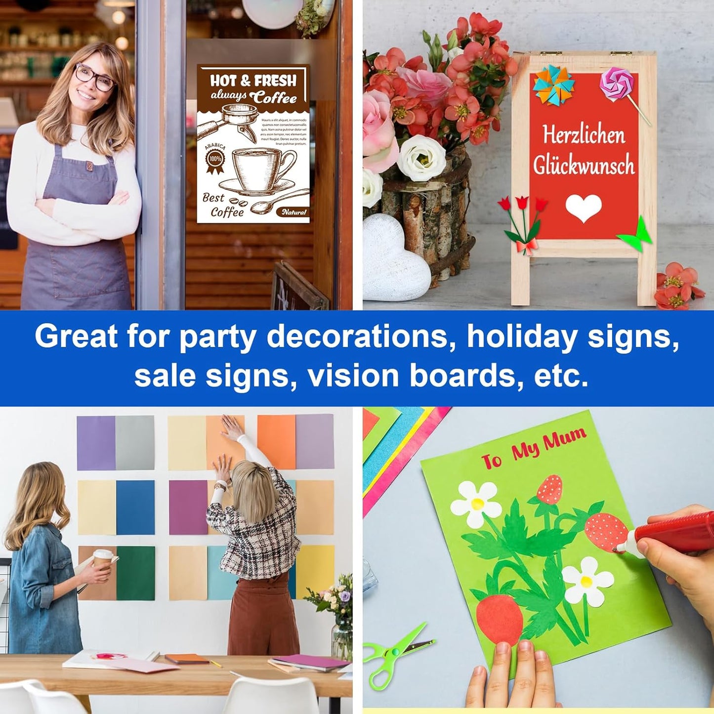 20 Pcs Poster Board Colorful Paper 14x18, ROOKEA Vision Boards Bulk Blank Graphic Display Posterboard Card Paper for Kids School Classroom Arts Craft Projects Drawing Scrapbooking