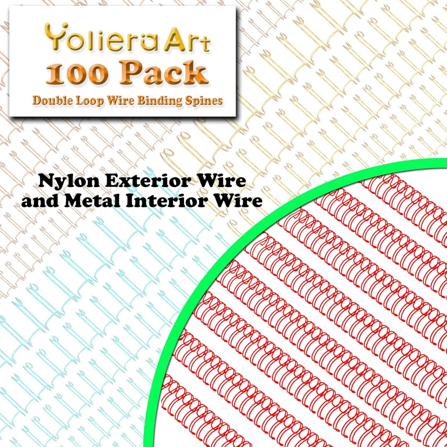 3 to 1 Pitch Twin Loop Wire Binding Spines, 3/8 Inch Book Binder Combs, 100 Pack Spiral Binding Coils for Booking Binder Machine, Students and Coworkers (60 Sheet Capacity, Red)