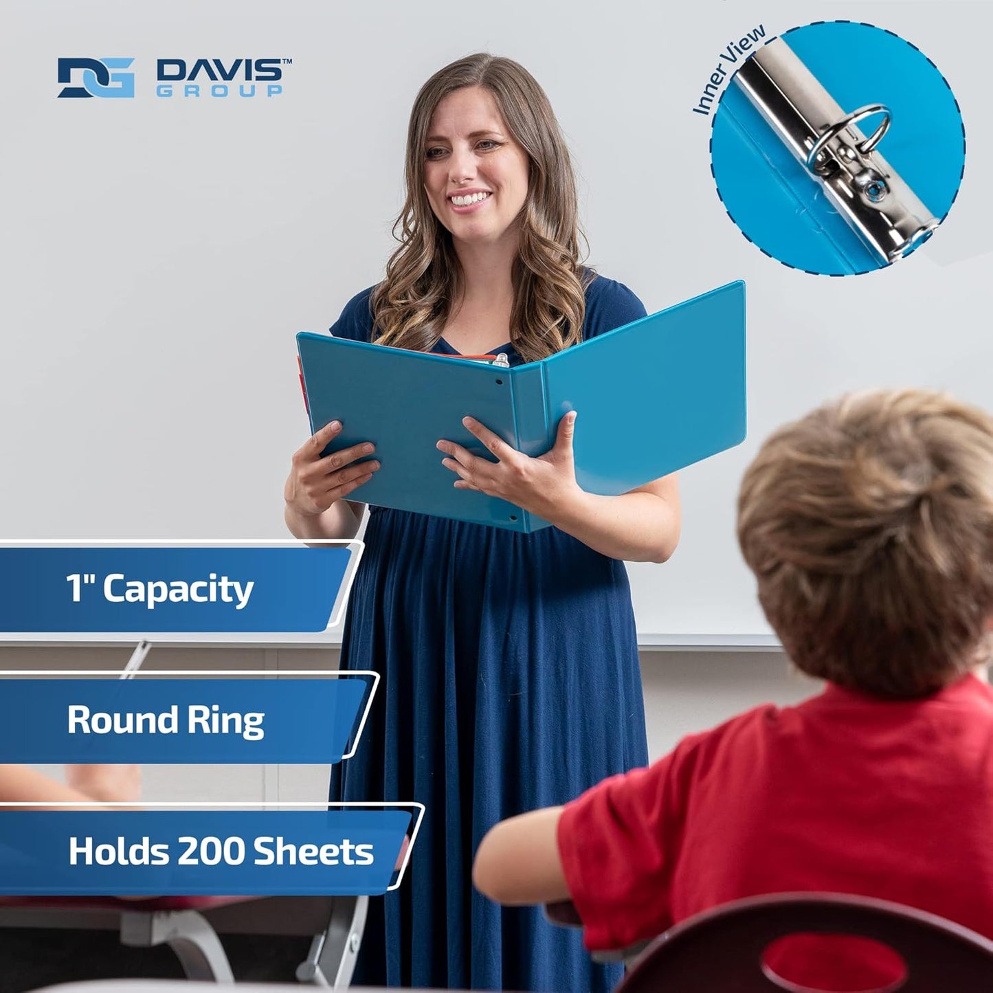 Easyview Premium 3-Ring Binders with Clear-View Covers and Round Rings, Binders for School or Office, 1 Inch, Pack of 4, Fashion Colors