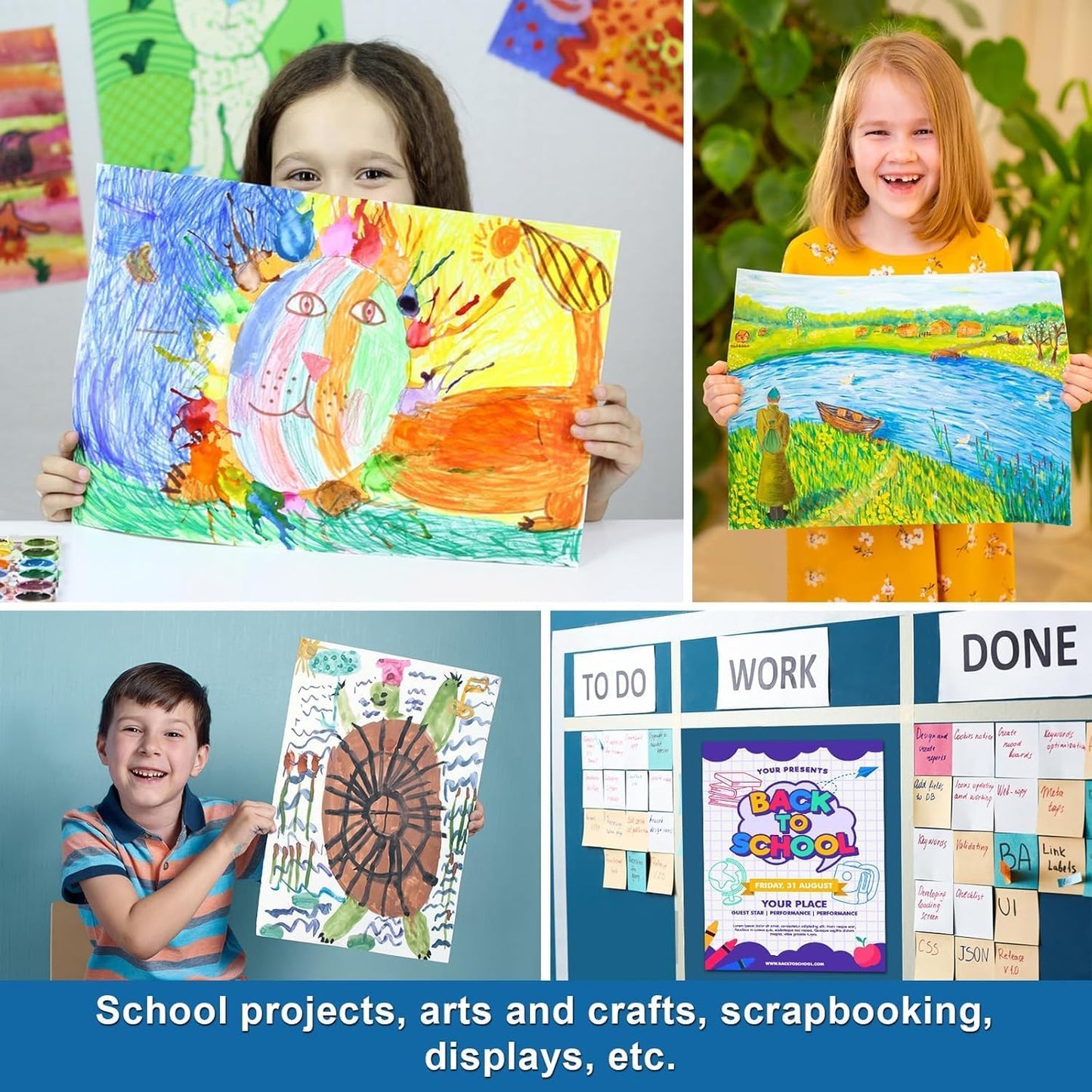 18 Pcs Poster Board 22" x 28" White Poster Paper Bulk, ROOKEA 250 GSM Vision Board for School Arts Craft Projects Presentations Drawing Scrapbooking Blank Graphic Display Office Supplies