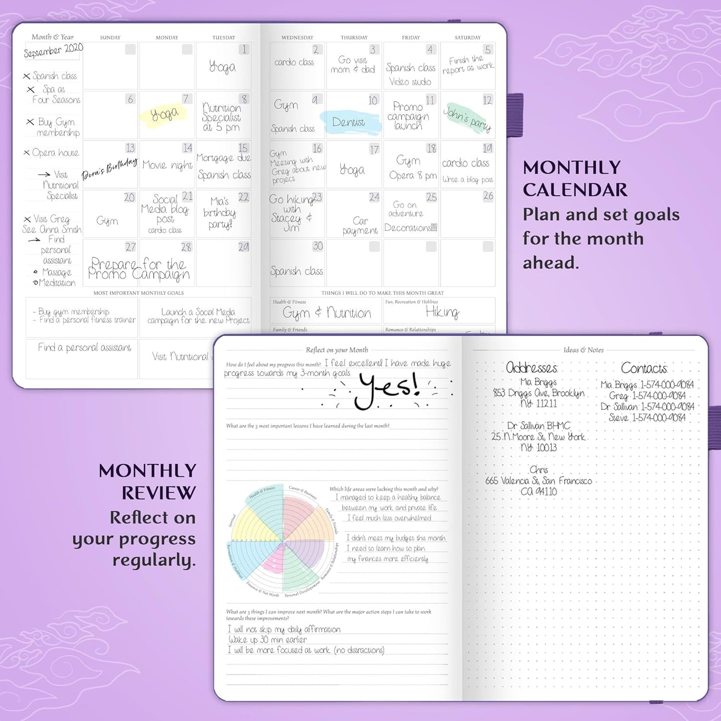 Legend Planner – Weekly & Monthly Life Planner to Hit Your Goals & Live Happier. Organizer Notebook & Productivity Journal. A5 (Purple)