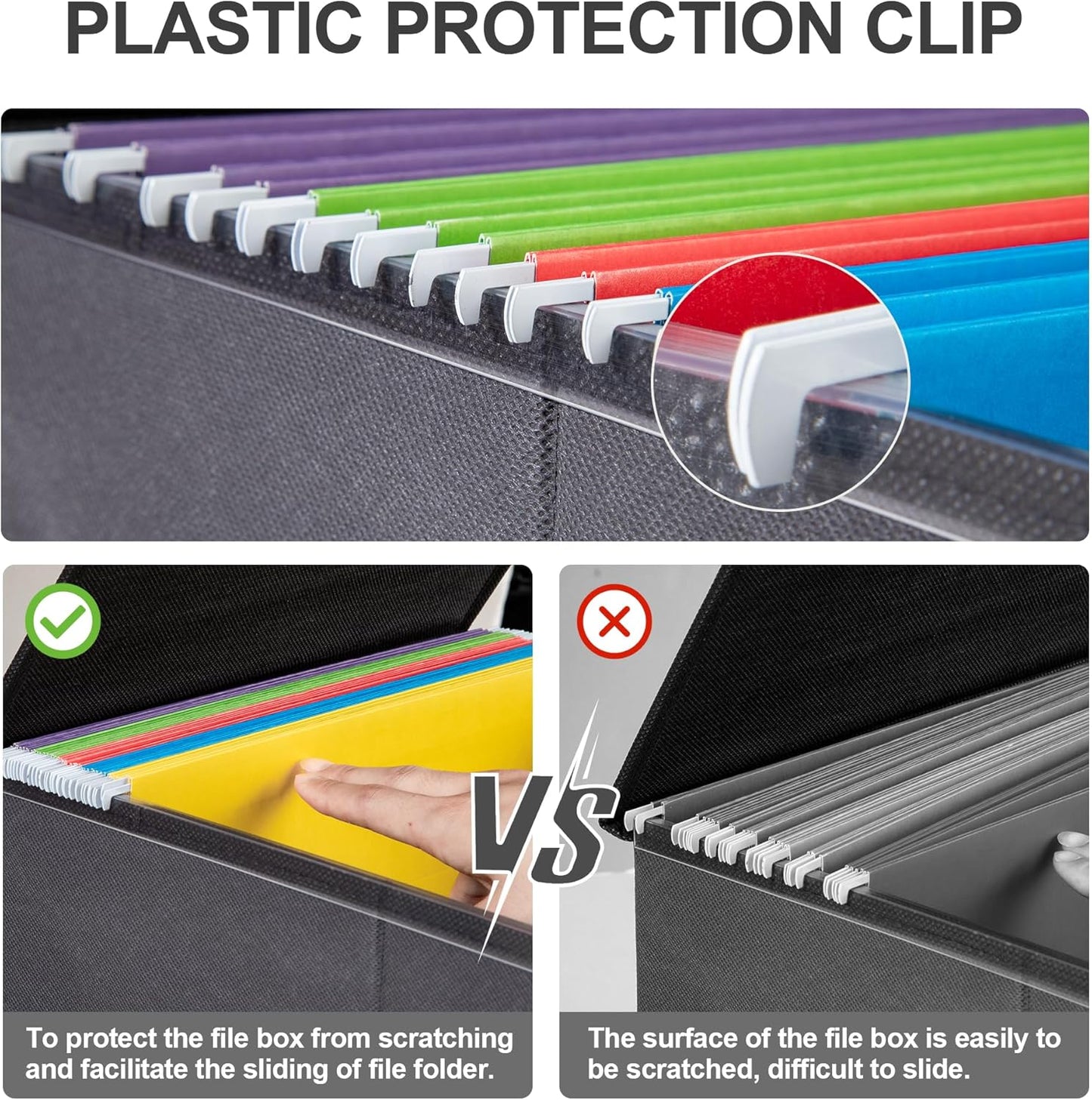 File Organizer Box, Linen Filing Organizer with Lid, Large Desktop File Boxes,Dark Grey,2 Pack