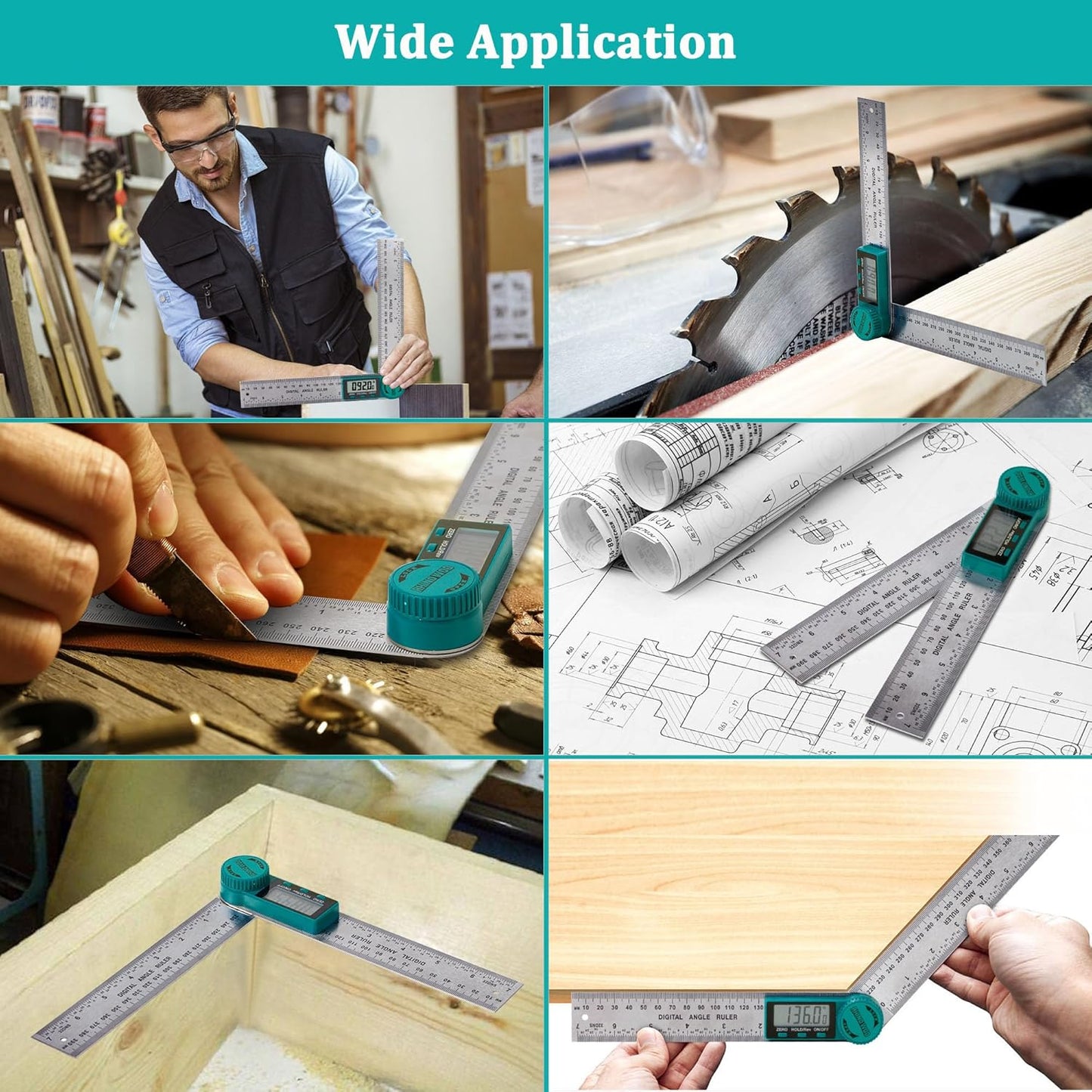 Digital Angle Finder Protractor, Angle Finder Ruler with 7inch/200mm, Angle Measuring Tool for Woodworking/Carpenter/Construction/DIY Measurement(2 Batteries Included) (Stainless Steel)