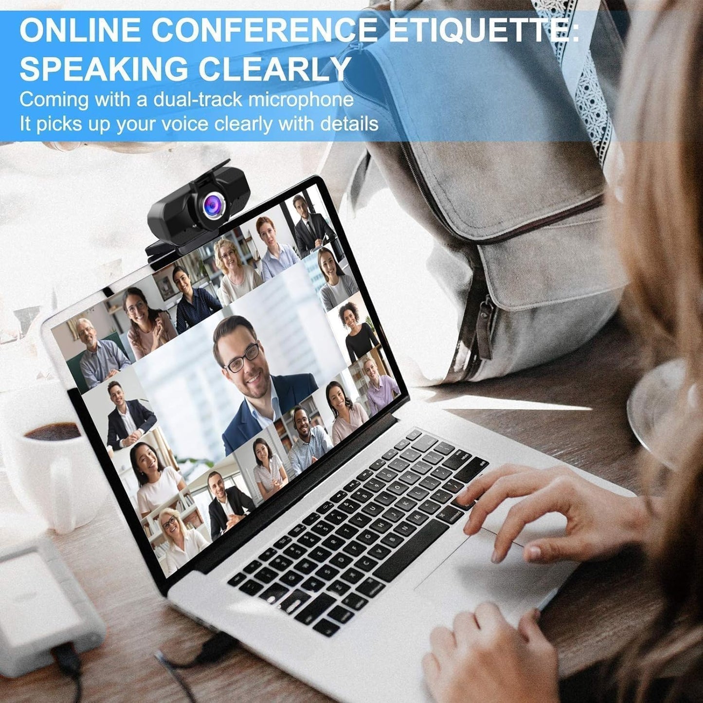 Full HD 1080p Webcam with Privacy Shutter and Tripod, Video and Wide Angle Camera, Built-in Mic, Widescreen USB Computer Camera for Laptop Desktop