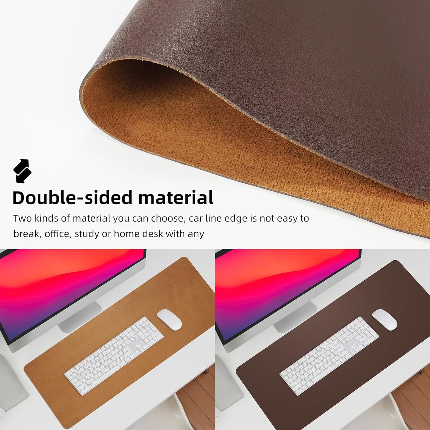 Desk Mat,35.4" x 17" Leather Desk mat,Desk matt for Desktop,Large Mouse Pad,Office Desk mat,Waterproof Desk Blotter pad for Office&Home(Coffee)