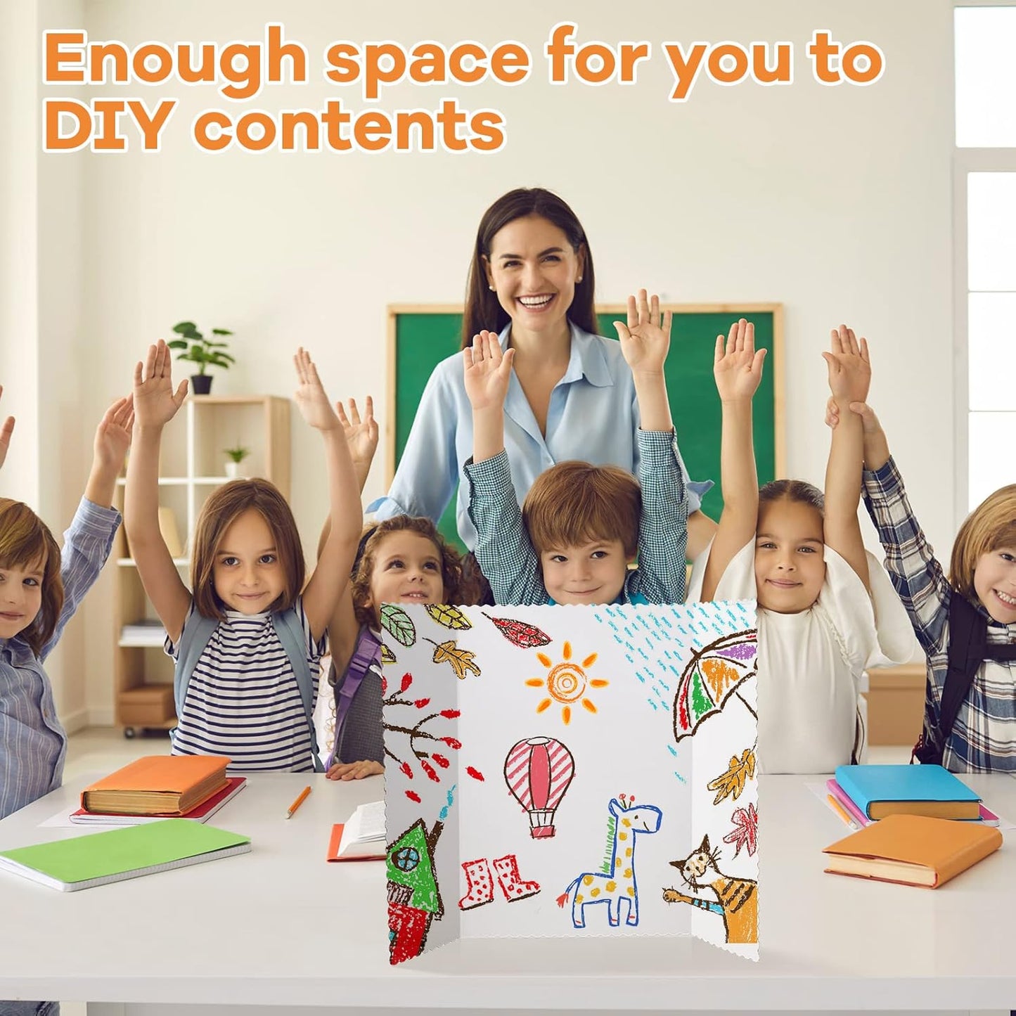 Ctosree 24 Pcs Tri Fold Board Bulk, Science Fair Project Board,Lightweight Presentation Trifold Display Poster Board, Single Wall(14 x 22 Inch,White)