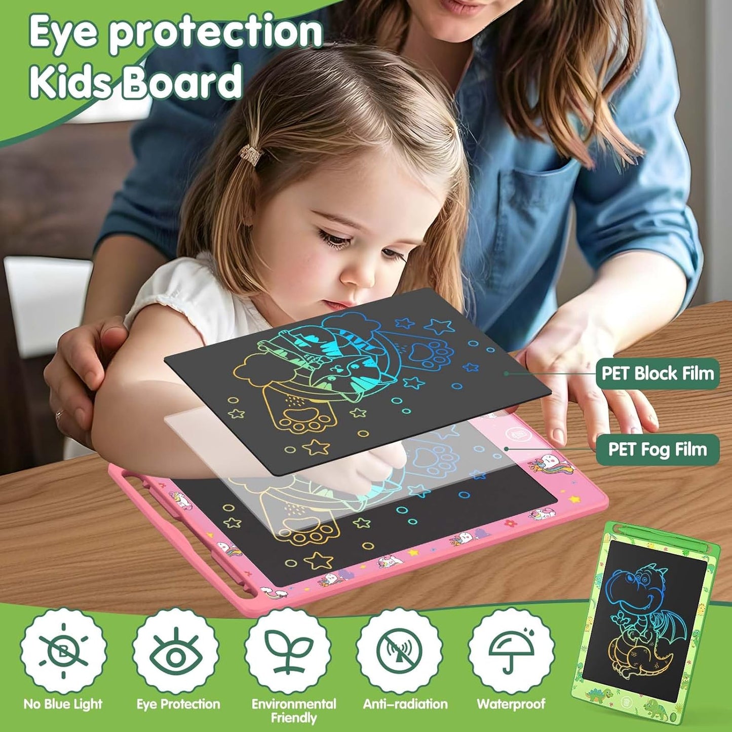 2 Pack LCD Writing Tablet for Kids, 8.5 Inch Colorful Doodle Board Drawing Tablet, Kids Travel Games Activity Learning Toys Birthday Gifts for 3 4 5 6 Year Old Boys Girls Toddlers Preschooler