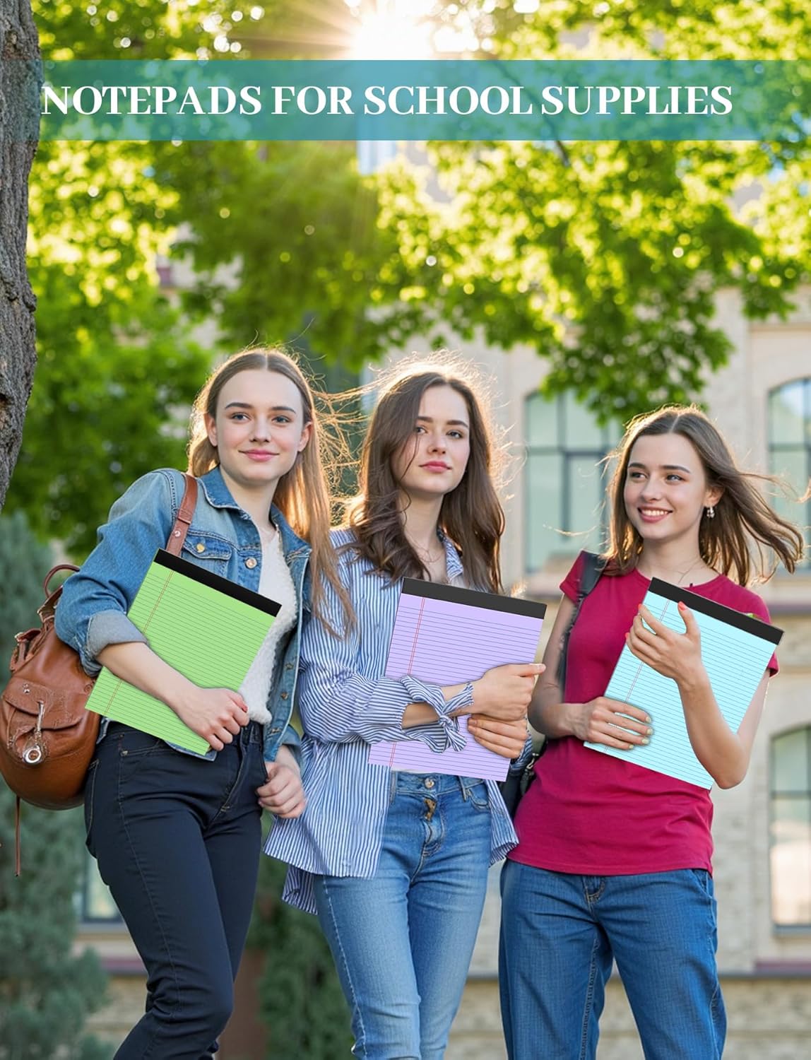 Legal Pads 8.5 x 11 In, Colored Legal Pads, 6 Pack Note Pads 8.5 x 11 Writing Paper, College Ruled Notepad with Sturdy Back, Perforated Writing Pad Lined Paper, Memo Notepad for Office, School, Home