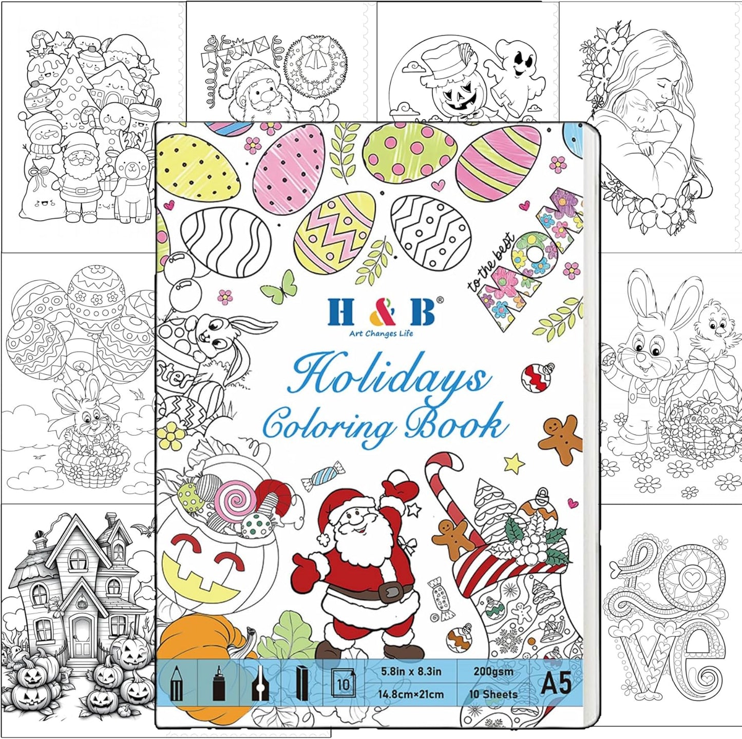 H & B 120 Colored Pencils Kit with Coloring Book, Eraser and Sharpener, Oil Based Soft Core Coloring Pencils Kit with Zipper for Drawing, Gift for Artists, Adults, Teens