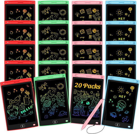 20 Pack LCD Writing Tablet for Kids - Erasable and Reusable Toddler Doodle Board in 8.5 inch, Ideal Drawing Pad for Learning Toy for Ages 3-8, Gift for Girls Boys (20 Pack)