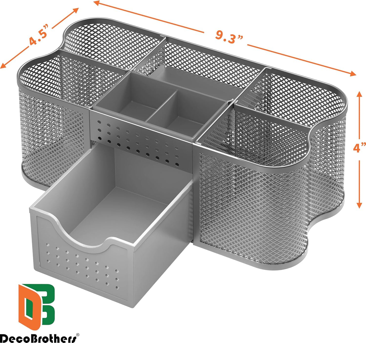 Deco Brothers Desk Organizers Pen Holder Office Caddy Storage, Silver