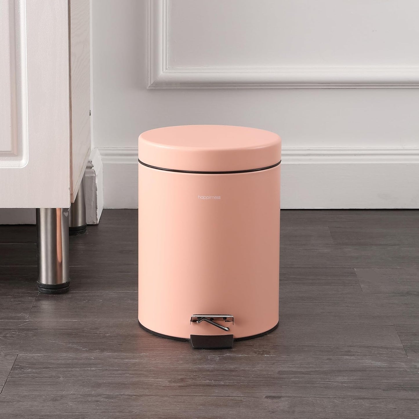 happimess HPM1000D Oscar 8-Gallon Step-Open Trash Can with Free Mini Trash Can, Modern, Fingerprint Proof for Home, Kitchen, Office, Large:7.9 Gallon Small:1.3 Gallon, Flamingo Pink