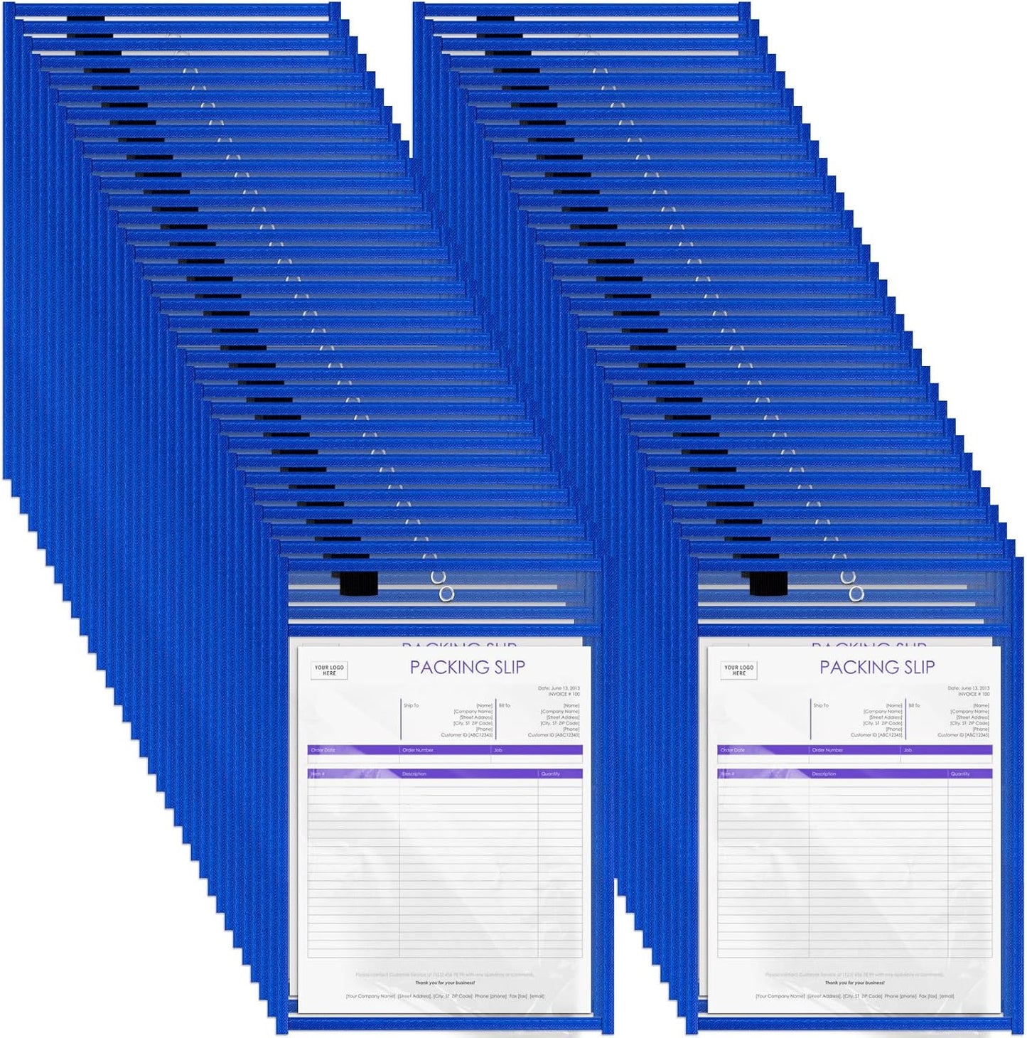 Seajan 120 Pcs Clear Dry Erase Pockets Plastic Sleeves for Paper 14 x 10 Inch Reusable Job Holder Shop Ticket Holders Order Pockets Organizer Teacher Supplies for Classroom (Blue)