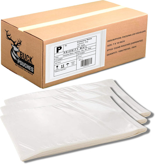 100 Pack 7"x10" Shipping Label Sleeves – Clear Self-Adhesive Packing Slip Pouches, Waterproof Packing List Envelopes – Ideal for Shipping Documents, Mailing Labels, Invoices & Packing Slips