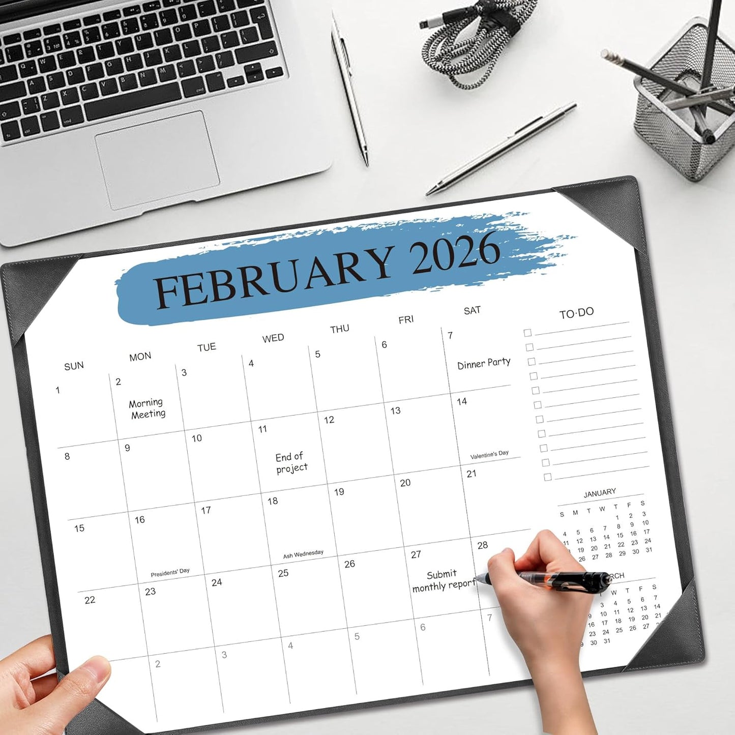 Desk Calendar 2025-2026 – 18-Month Desktop Calendar from July 2025 to December 2026, for Office, School & Home Use – Large Teacher Desk Calendar 22x17 (Black)