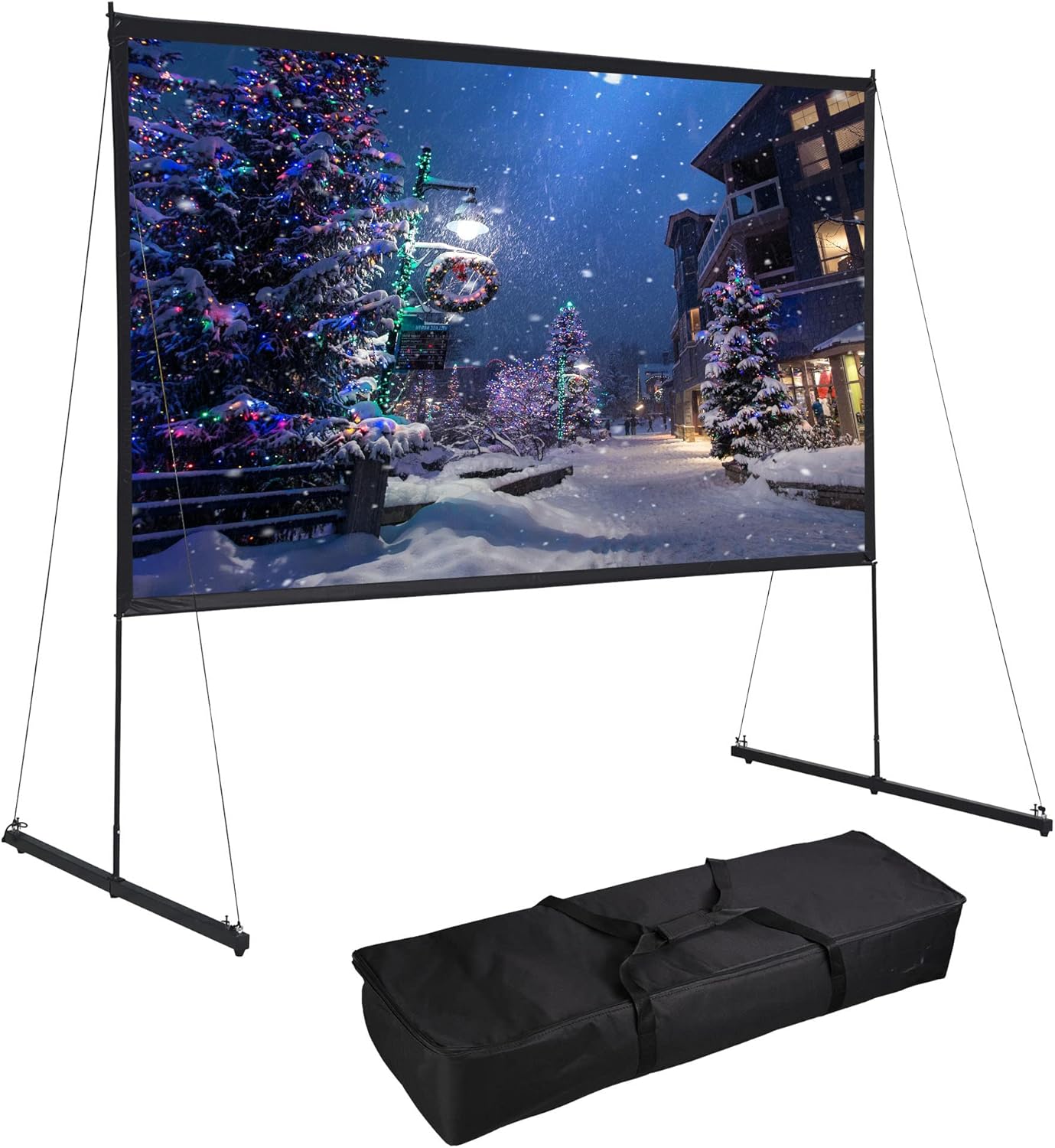 120" Detachable Projector Screen and Stand Outdoor Portable Movie Projection 16:9 4K HD Home Theater Camping Backyard Cinema with Carry Bag