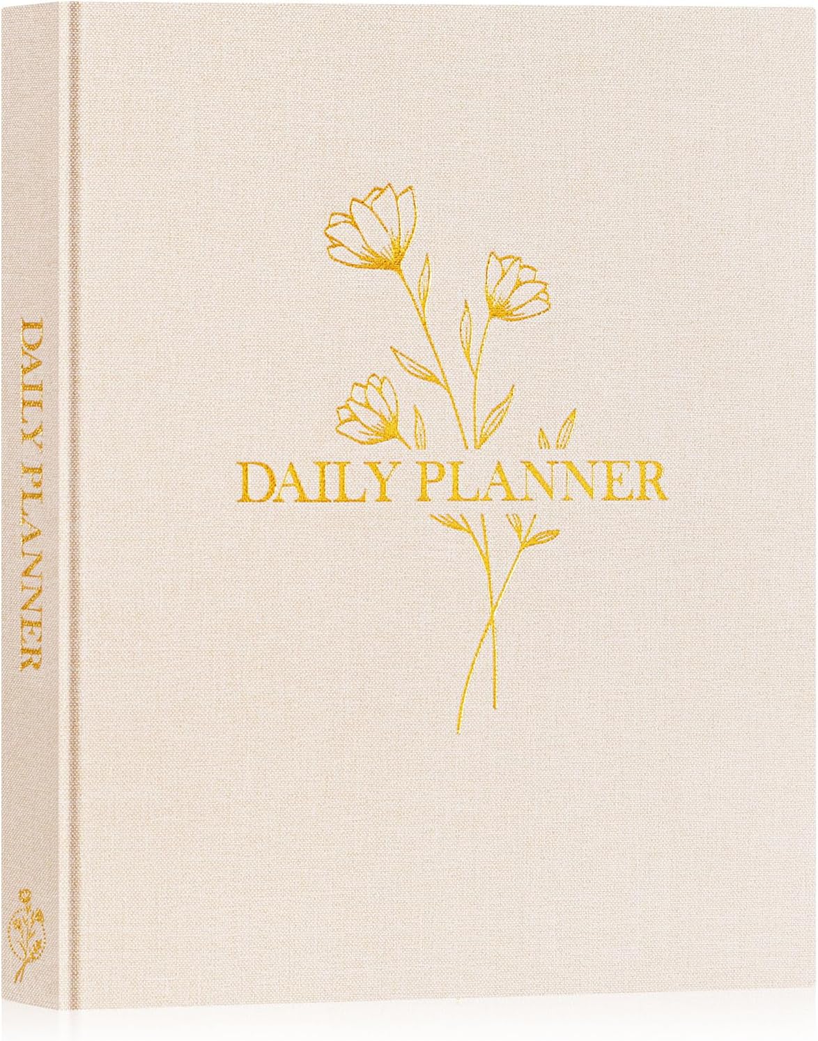 Lanpn Undated Daily Planner Hourly Schedule Notebook, 196 Pages 2 Page per Day To Do List Notebook Notepad Appointment Work Planner, Hardcover Daily Journal Organizer Book For Women 7.7" x 9.3" Beige