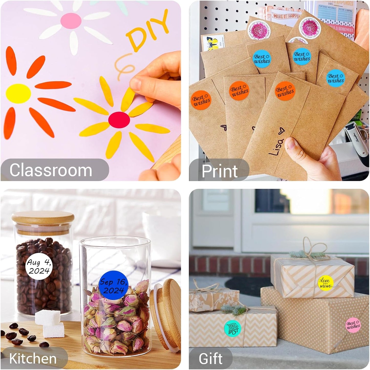 1 Inch Circle Dot Stickers 10000PCS Color Coding Thermal Labels Dots Writable Printable Small Round Stickers for Office, Classroom, Inventory, Garage, Organizing Storage, 10 Mixed Color