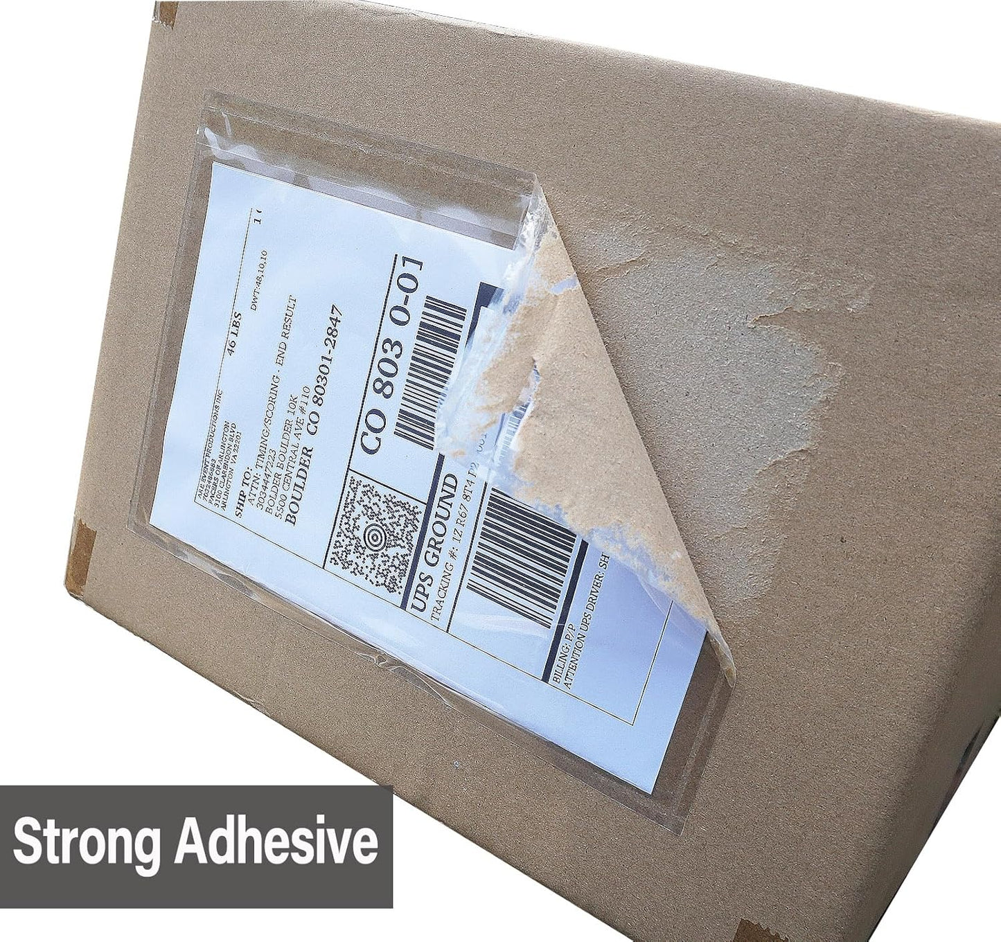 BEUYI Clear 9.5'' x 6.7'' Adhesive Shipping Label Pouches/Sleeves, Plastic Packing Slip Envelope Protector Holder, Easily Fits Half of Letter-Size Paper (60 Pack)