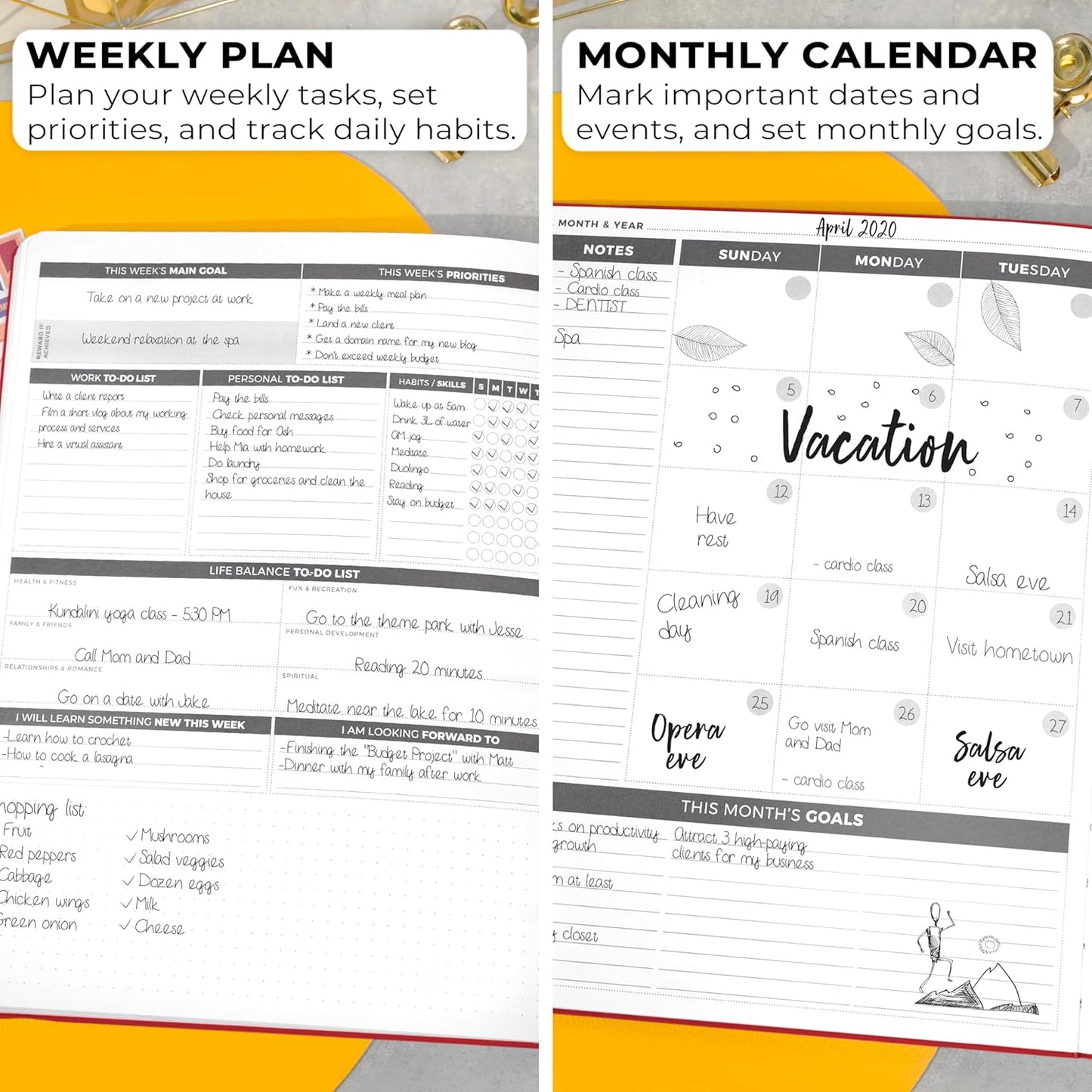 Clever Fox Planner Daily PRO - 8.5 x 11" A4 Size Daily Life Planner and Gratitude Journal to Increase Productivity, Time Management and Hit Your Goals - Undated - Lasts 3 Months (Red)