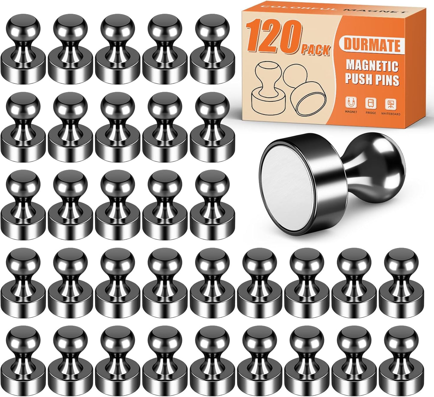 120 PCS Whiteboard Magnets, Small Strong Fridge Magnets, Magnetic White Board for Refrigerator, Black Magnetic Clips Heavy Duty for Kitchen, Office, Gadgets, Classroom, Desk Accessories