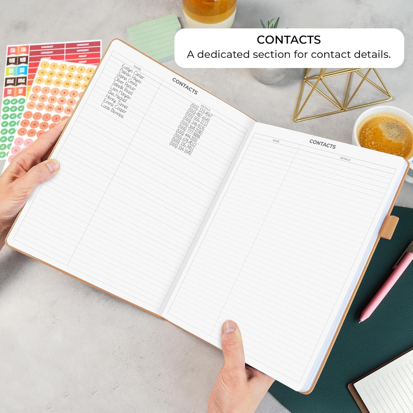 Clever Fox Appointment Book – Hourly Schedule Planner with 15-Minute Increments – Time Box Planner for Daily Work & To-Dos – Weekly & Monthly Spreads, Undated, Hardcover, 8.3x11″ (Sandstone)