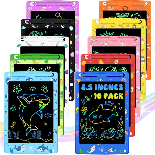 10 Pack LCD Writing Tablet for Kids, 8.5 Inch Colorful Doodle Board Drawing Pad, Educational Learning Travel Toys Birthday Gifts for Boys Girls Age 3 4 5 6 7 8