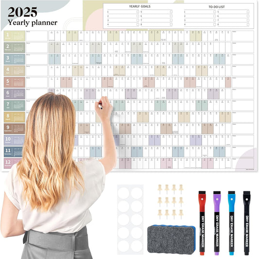 Ospelelf 2025 Wall Calendar Large 32'' x 48'' Dry Erase Laminated Calendar for Wall, 12 Month Family Calendar, Use Jan 2025 - Dec 2025 (Morandi)