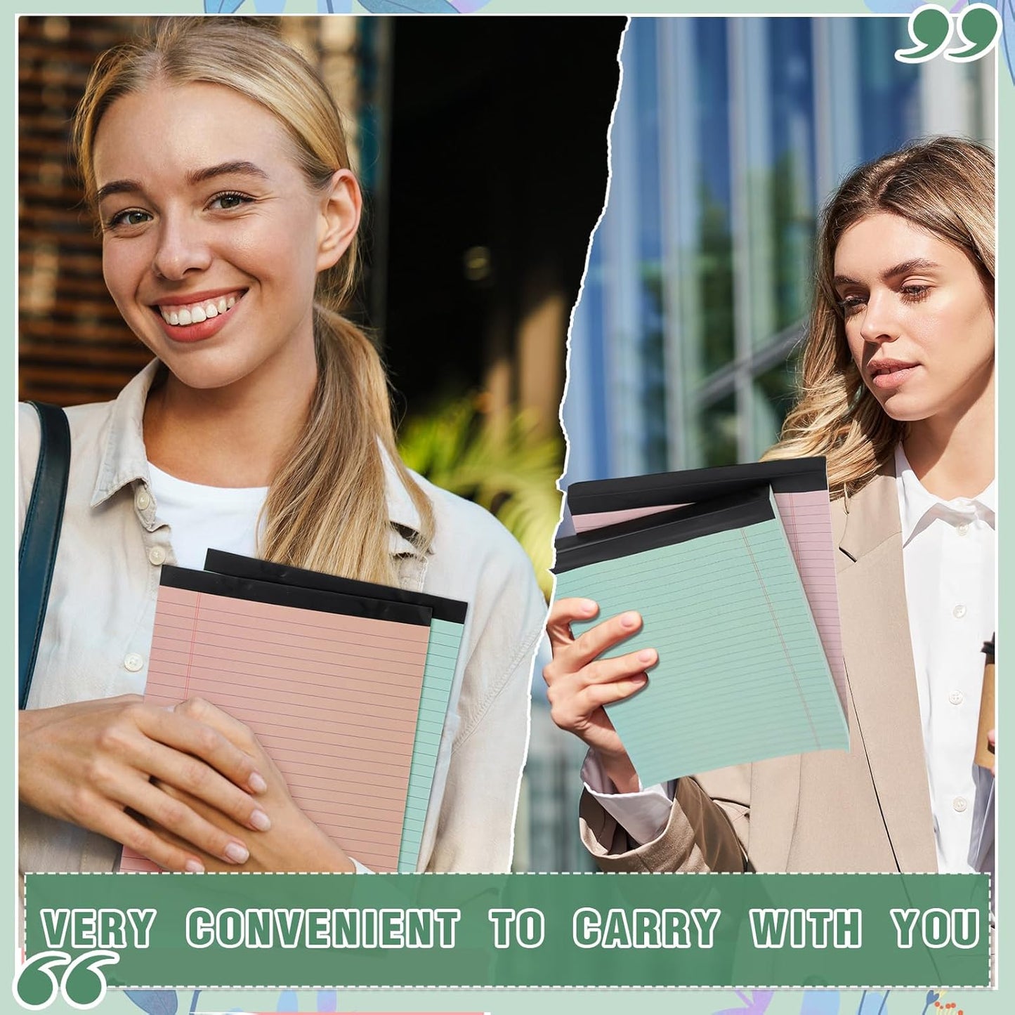 Fuutreo 8 Pcs 8.5'' x 11'' Colored Legal Pad Writing Pads Wide Ruled 50 Sheets Per Notepad Perforated Writing Notepad Office Supplies for School College Office Business (Bohemian Color)