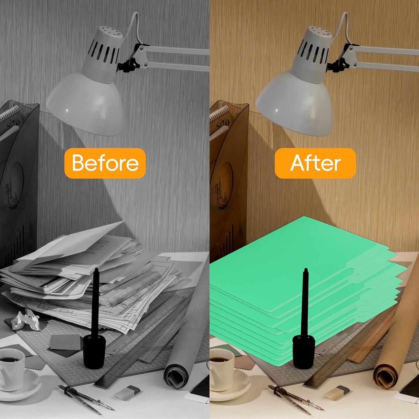 100 Packs File Folder,Light Green File Folders Letter Size,1/3-Cut Tabs,8.5x11 Inch File Folders for Office,School and Home,Organizer Documents