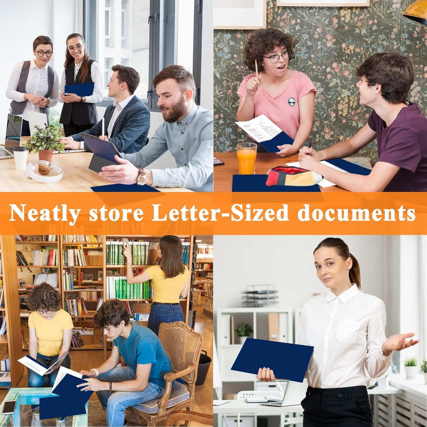 Two Pocket Folders,50 Pack Blue File Folders with Pockets Fit Letter Size Paper,Thick Paper File Folder for School Office Business Home,Assorted 6 Colors