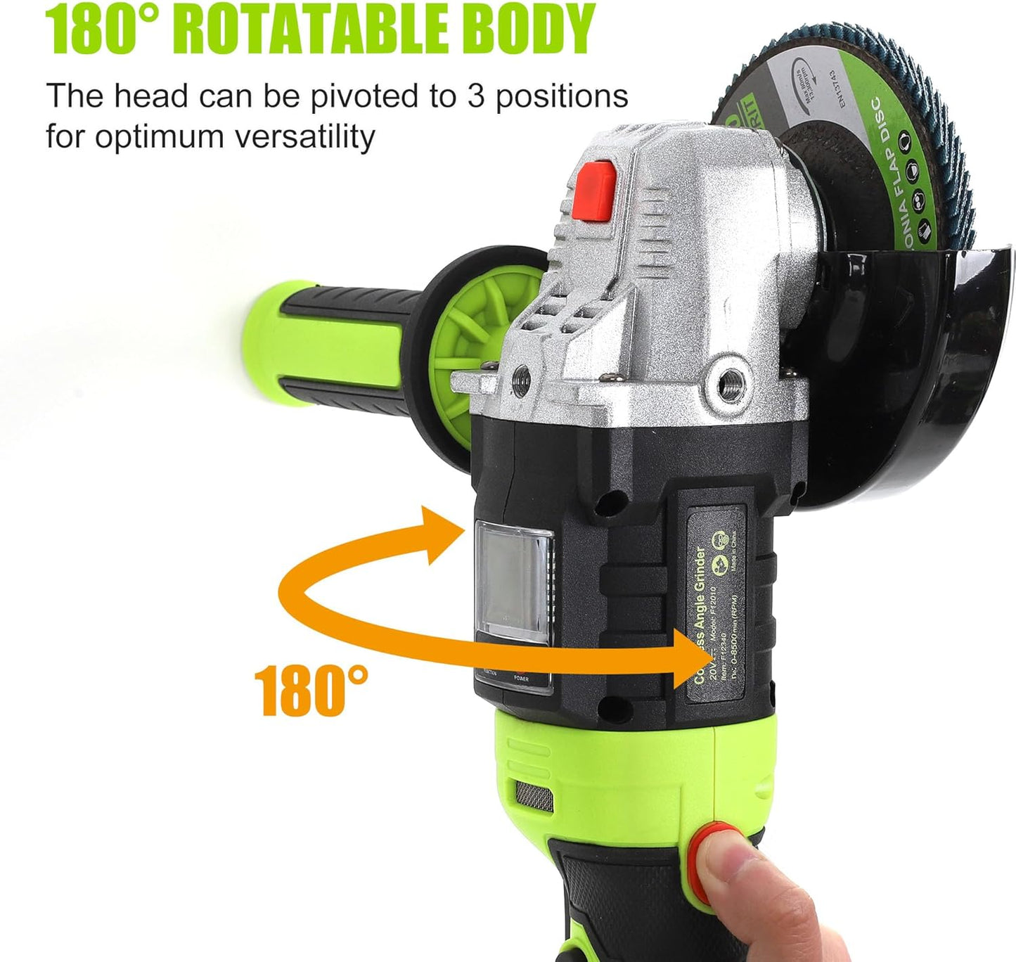 FASTPRO 20V Cordless Angle Grinder, 4-1/2 inch Cut-off Tool with Brushless Motor and 4.0 Ah Battery, Including 10PCS Flap Disc & 5PCS Cutting Wheels