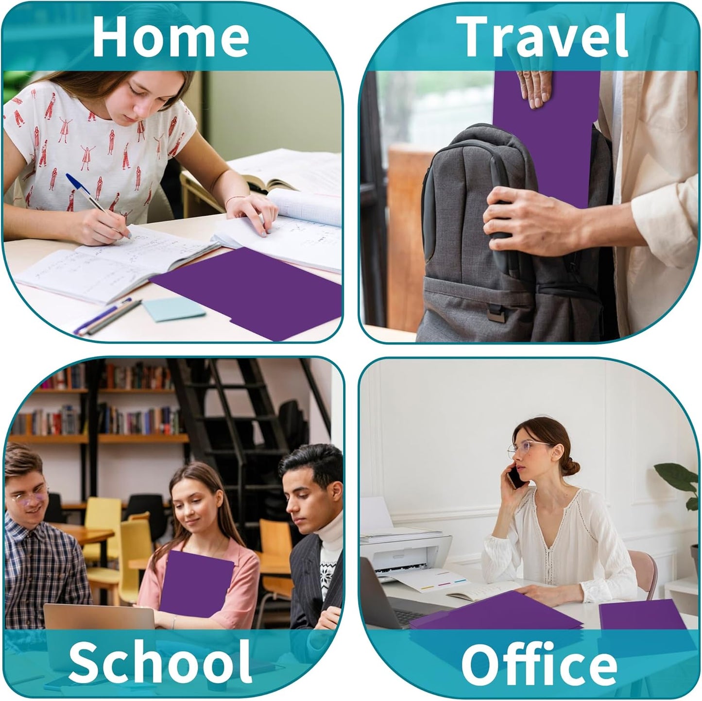 100 Packs Colored File Folders,Purple File Folders Letter Size,1/3 Cut Tabs File Folder,Two-Tone File Folder,Manila File Folders for Office,School and Home,Organization