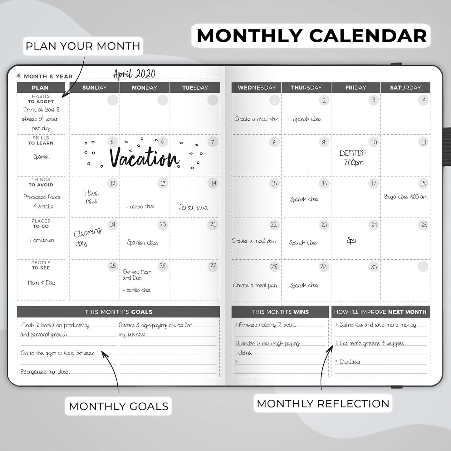 Clever Fox Planner – Undated Weekly & Monthly Planner for Productivity, Time Management & Goals – Organizer Journal – A5 (Black)